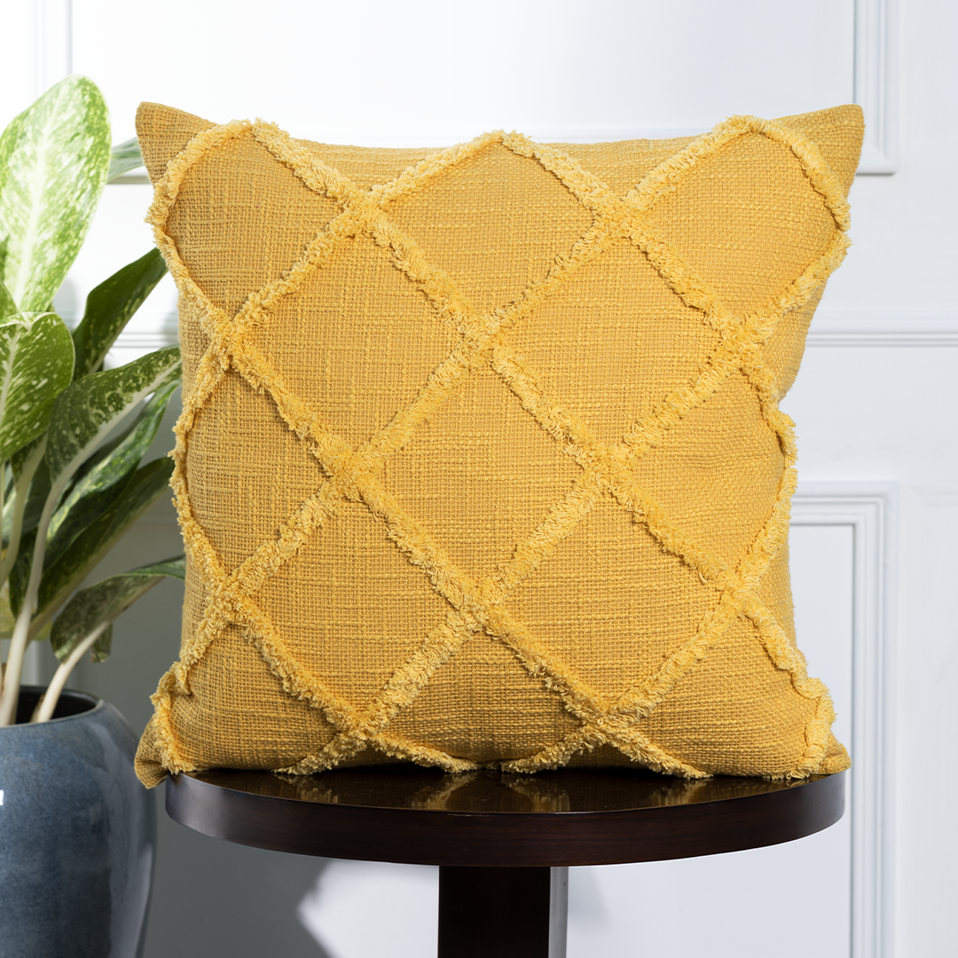 Cris Square Patch | Outline Fringe Throw Pillow