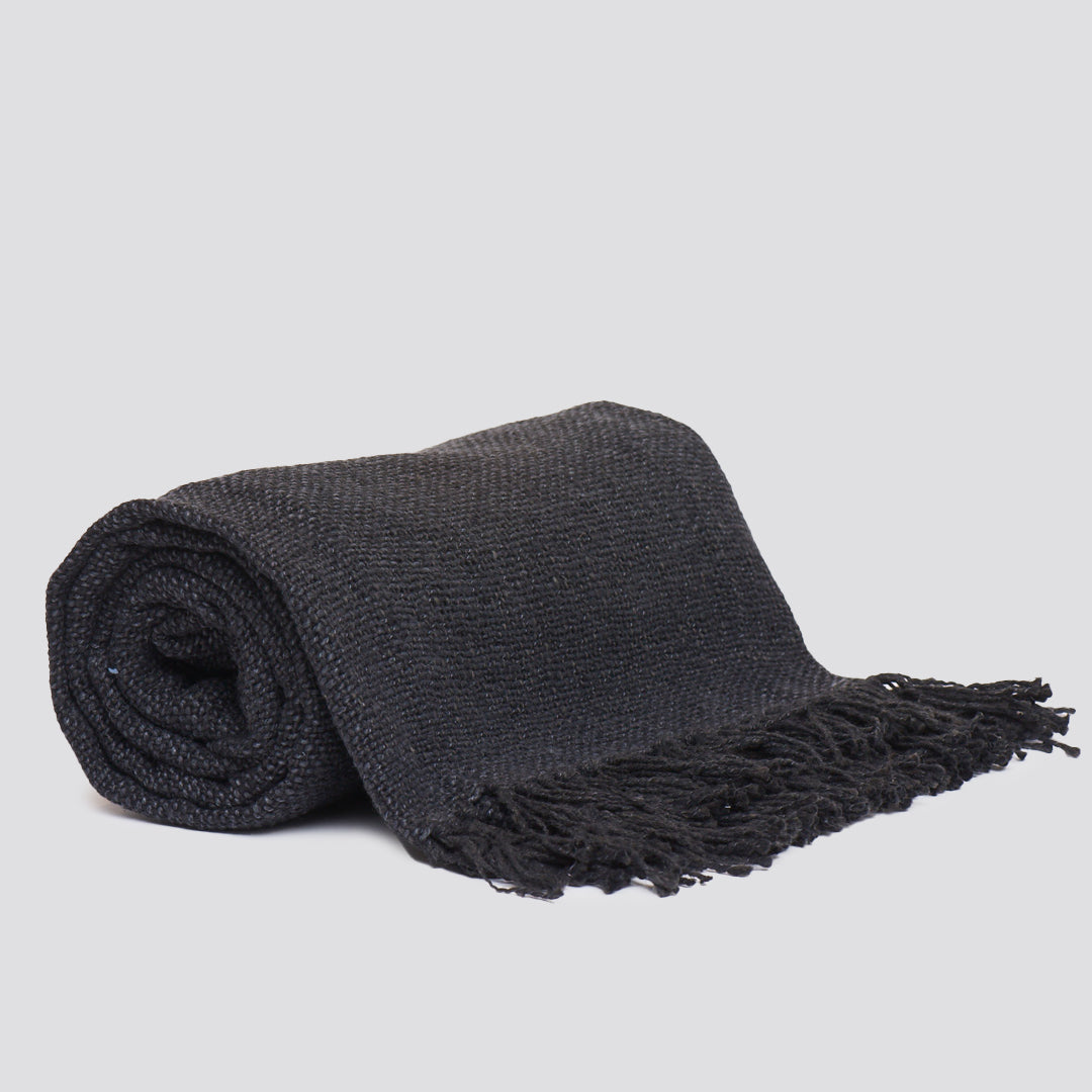 Interwoven Textured Throw with Fringe ends