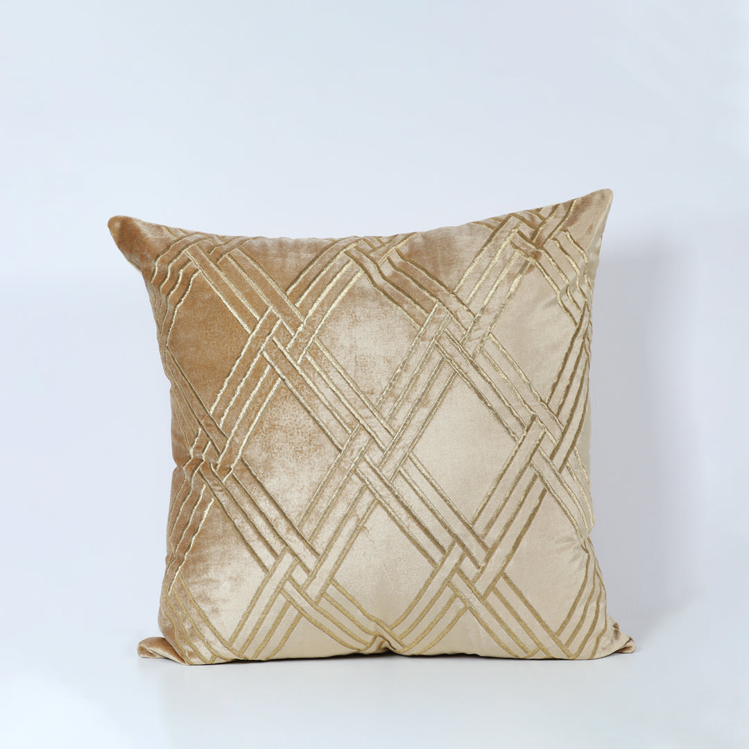 Criss Cross Embroidered Velvet Throw Pillow
