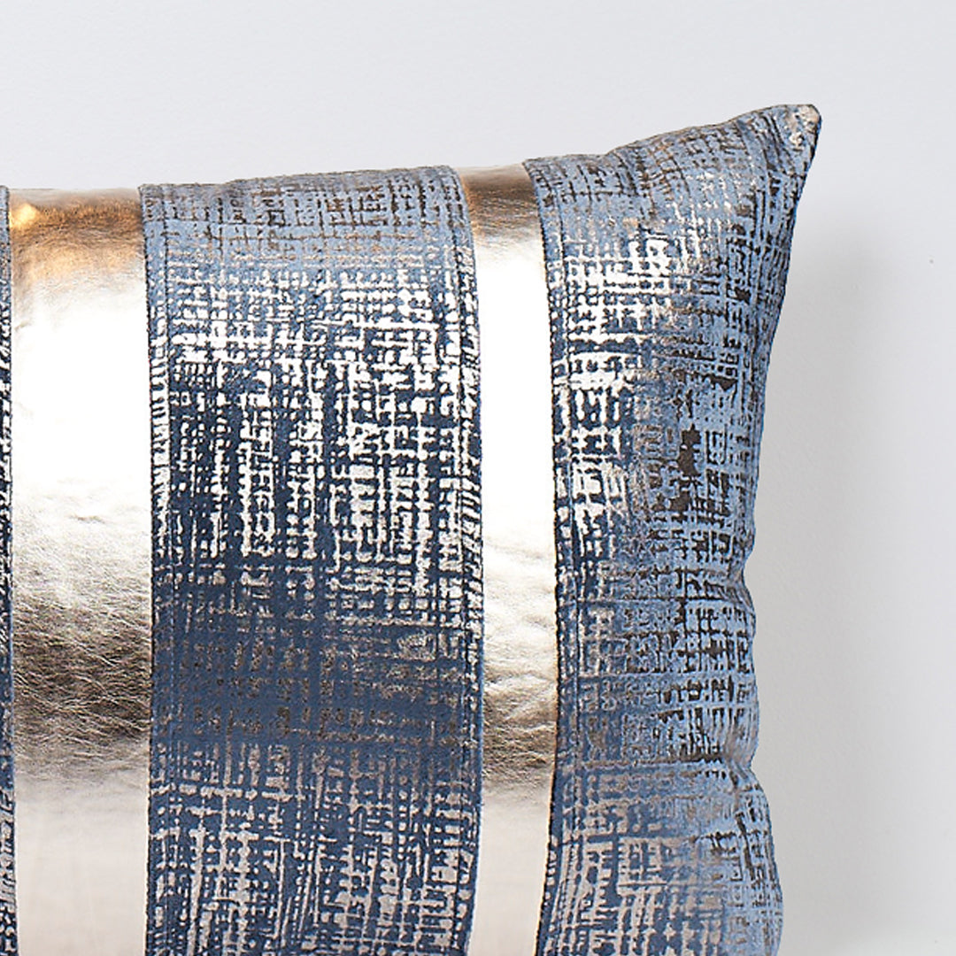 Foil & PU Leather Stripe Lumbar Pillow