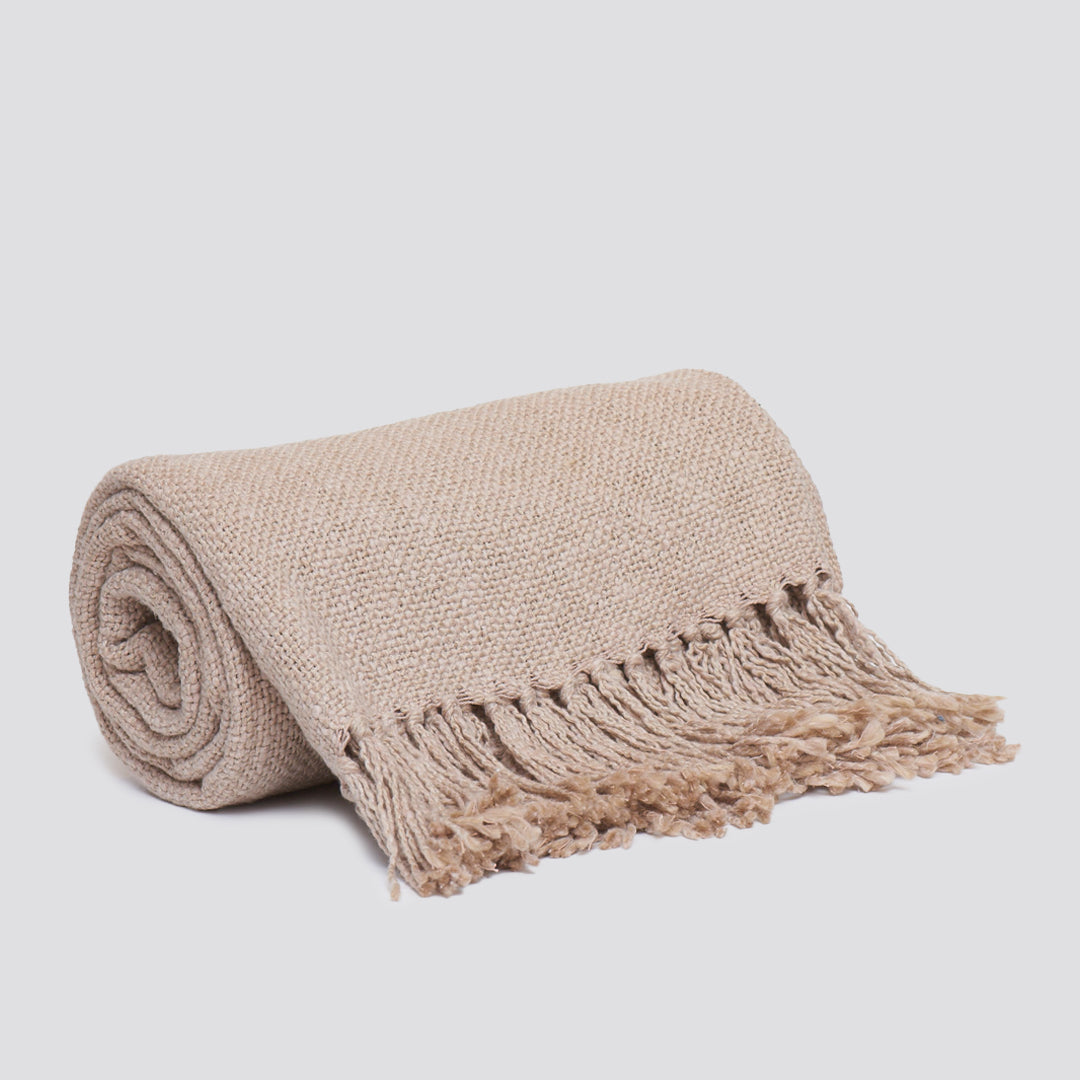 Interwoven Textured Throw with Fringe ends