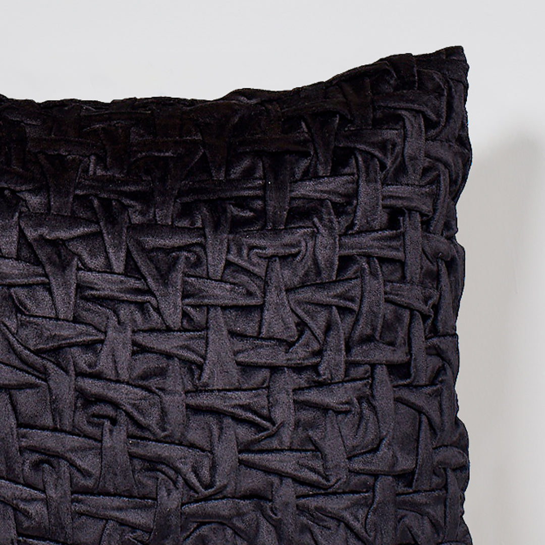 Zara Black | Loose V Style Smocked Throw Pillow