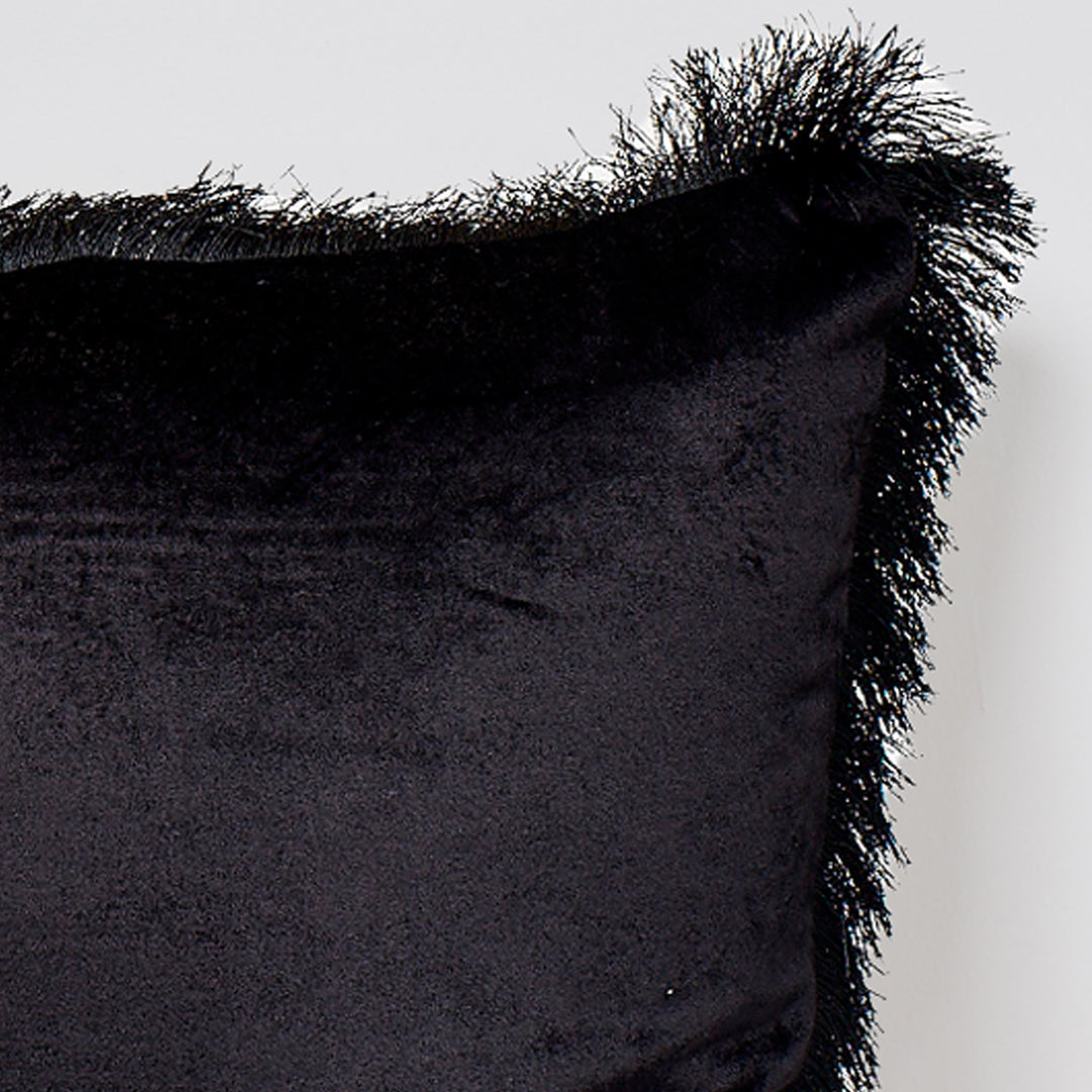 Ellena Black | Fringe Border Design Pillow