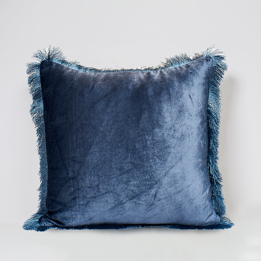 Ellena Midnight Blue | Fringe Border Design Pillow