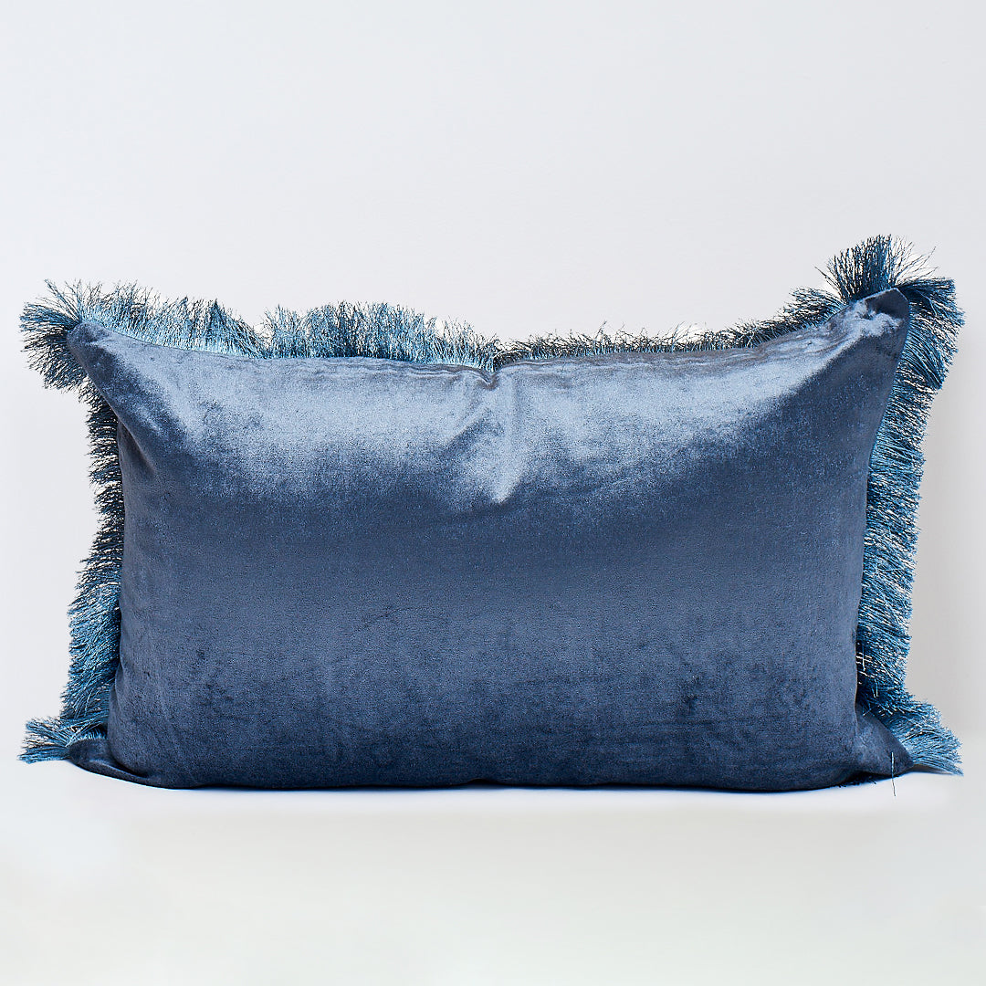 Ellena Midnight Blue | Fringe Border Design Pillow