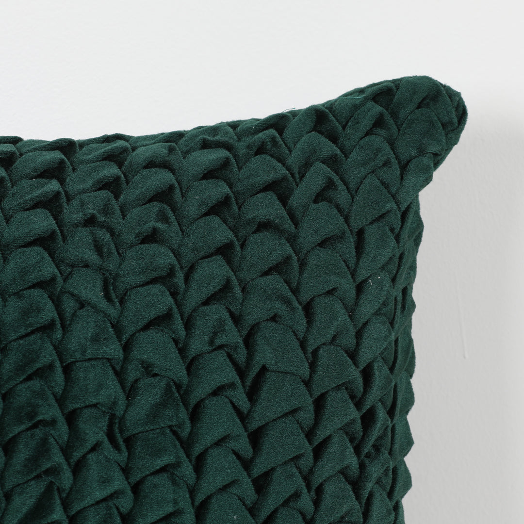 Velvet Textured Elegant Holiday Pillow, green