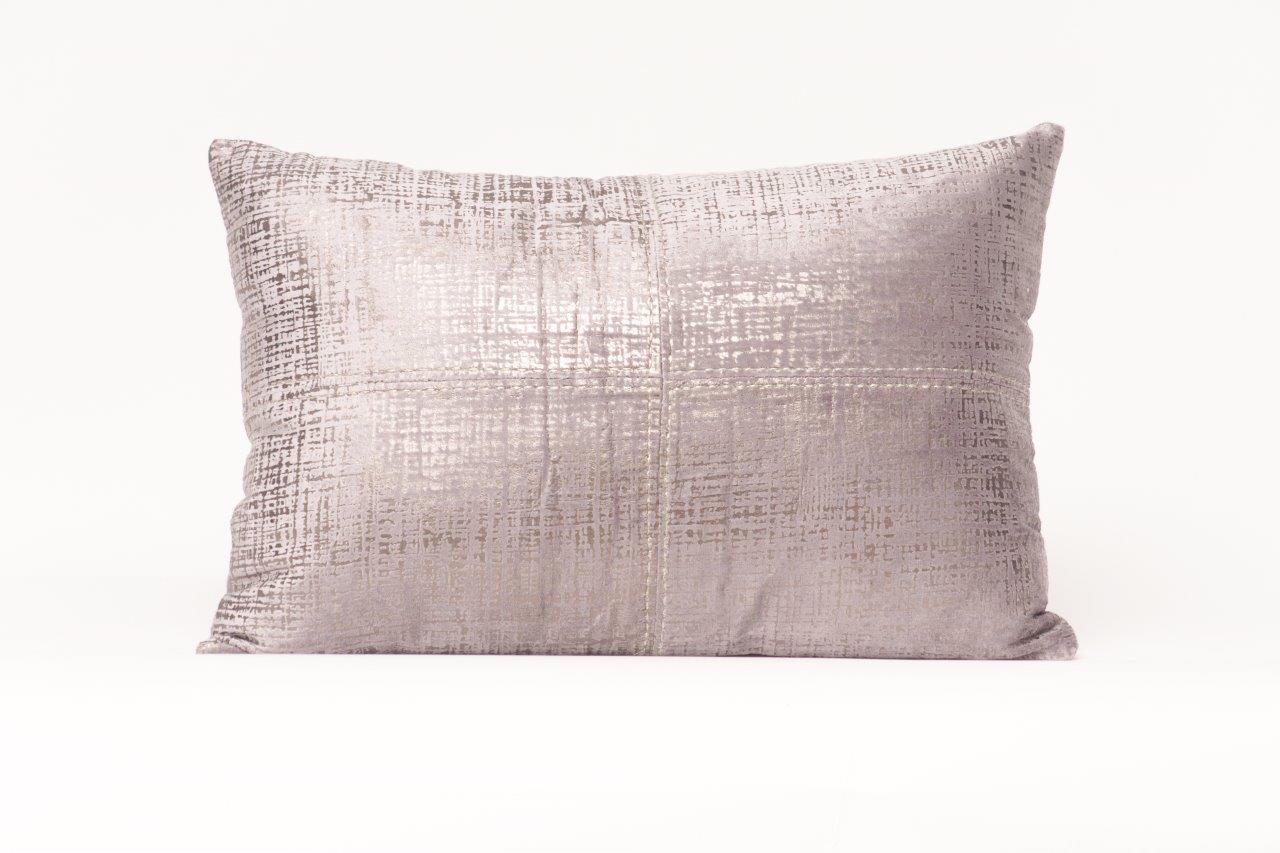 Lilac Foil & Cross Stitch Lumbar Pillow