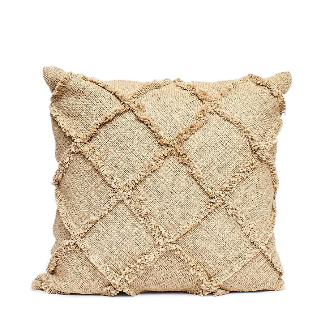 Square Patch Outline Fringe Throw Pillow